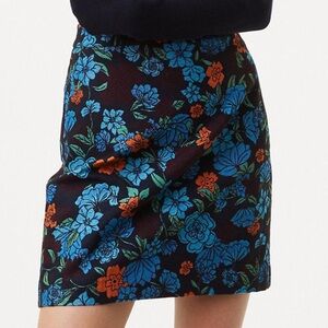 LOFT structured Retro Bold Orange Blue Red Floral Mini Skirt